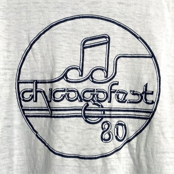 RARE Vintage 1980 Chicago Fest 80 T-Shirt Size L Large LG light blue T-shirt - Picture 3 of 8